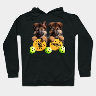 German Shepherd Puppies Pickleball Design Hoodie